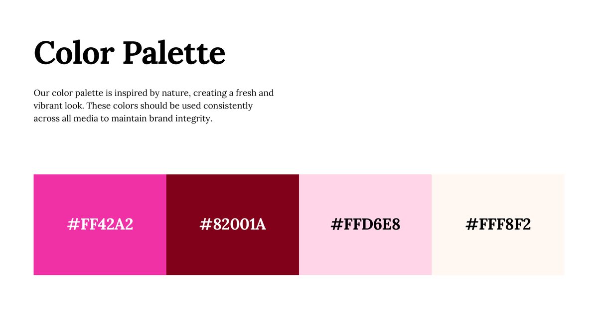 Simoni colour palette: hot pink, maroon, blush and cream
