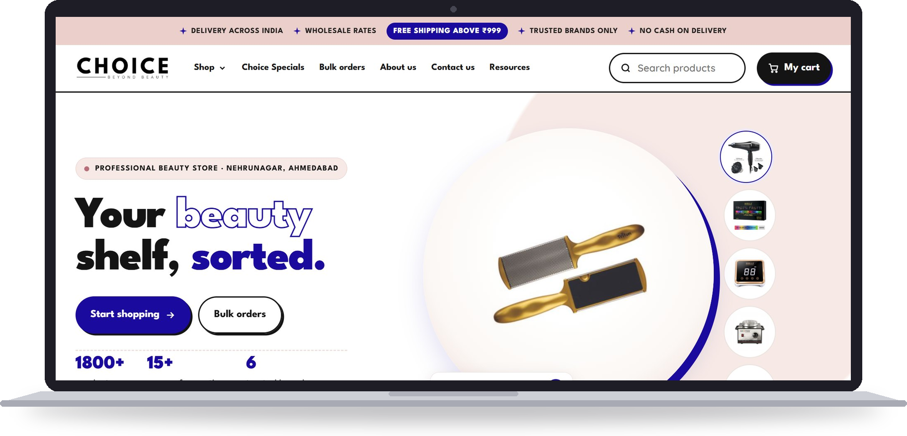 Choice online store on a laptop
