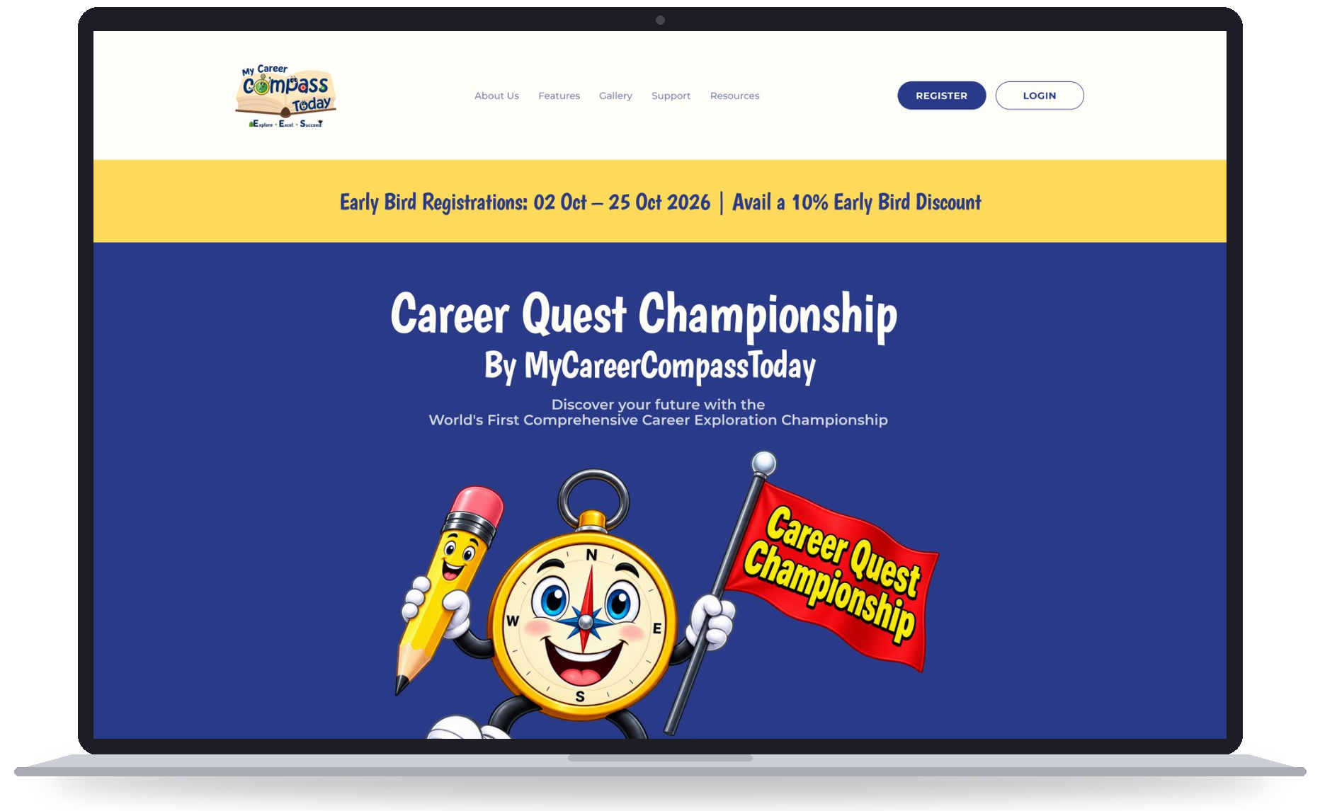 The Career Quest Championship landing page on a laptop